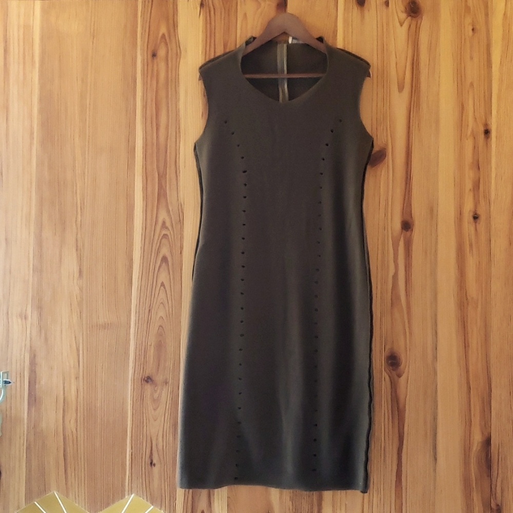 Aiska - Forest Green Sleveless Dress